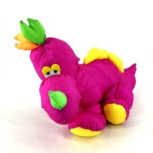 Pink Nylon Dinosaur Plush Yellow Green Dan Dee International 15‎ Inch Stuffed
